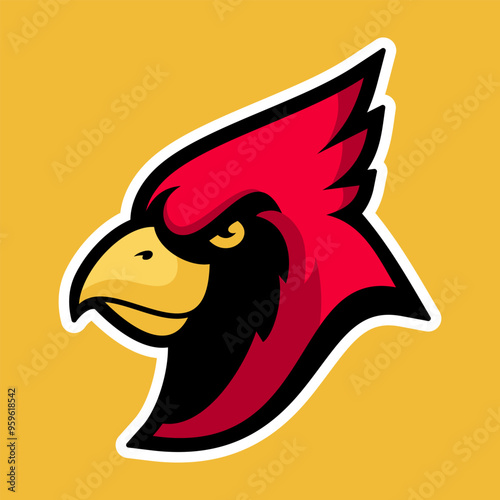 Cardinal mascot logo, perfect for sports teams or brands looking for a strong and fierce identity.