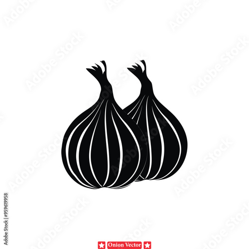 Artistic Onion Silhouette Graphics  Creative Elements for Foodie Websites, Recipe Illustrations, and Cooking Classes