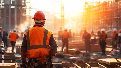 Construction workers at a s...