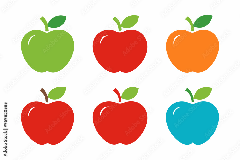 Apple Vector Set, Apple Fruit Clipart Bundle, Red and Green Apple Vector Set, Apple Fruit Clipart Bundle, Red and Green