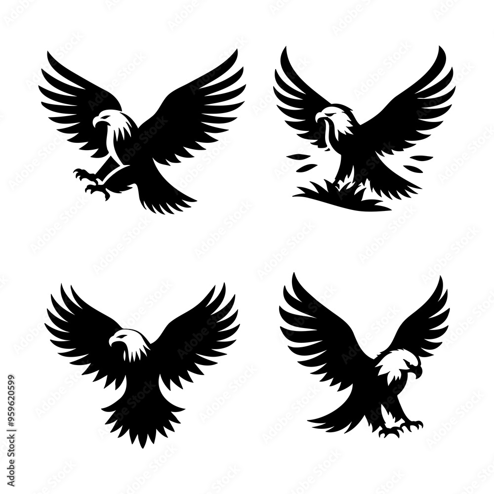 Eagle design with black color silhouette art Eagle design with black color silhouette art