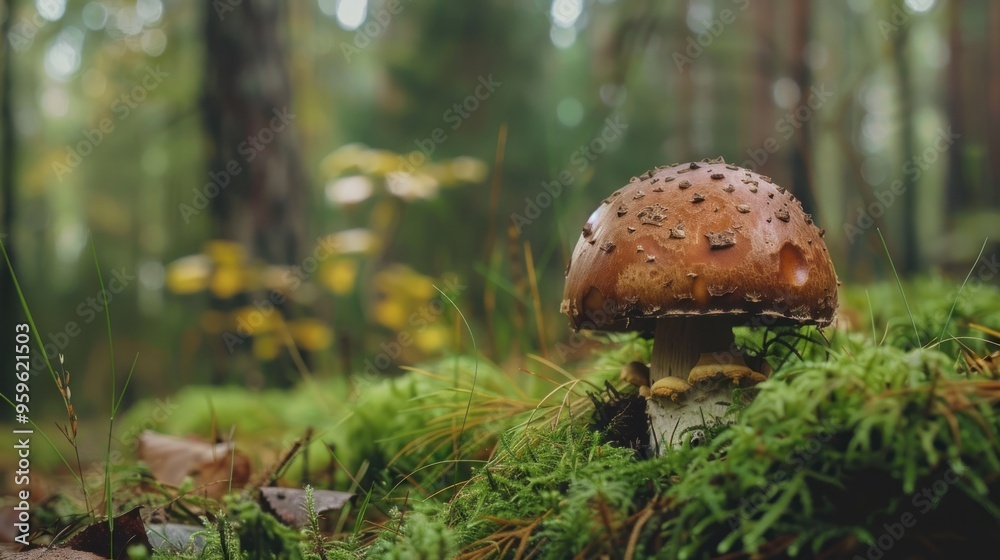 Mushroom Growing in a Lush Forest Mushroom Growing in a Lush Forest