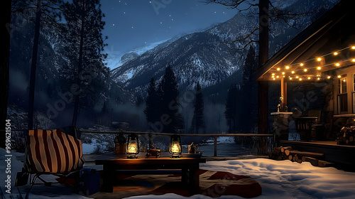 Cozy winter evening by a ca...
