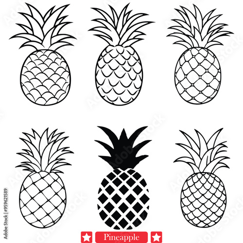 Pineapple Paradise  Vibrant Vector Silhouette Celebrating Nature s Tropical Majesty photo