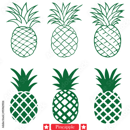 Golden Harvest  Bountiful Pineapple Silhouette Vector Embracing Nature s Bounty