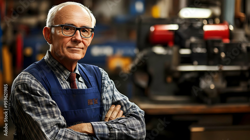 Elderly man in workshop, sh...