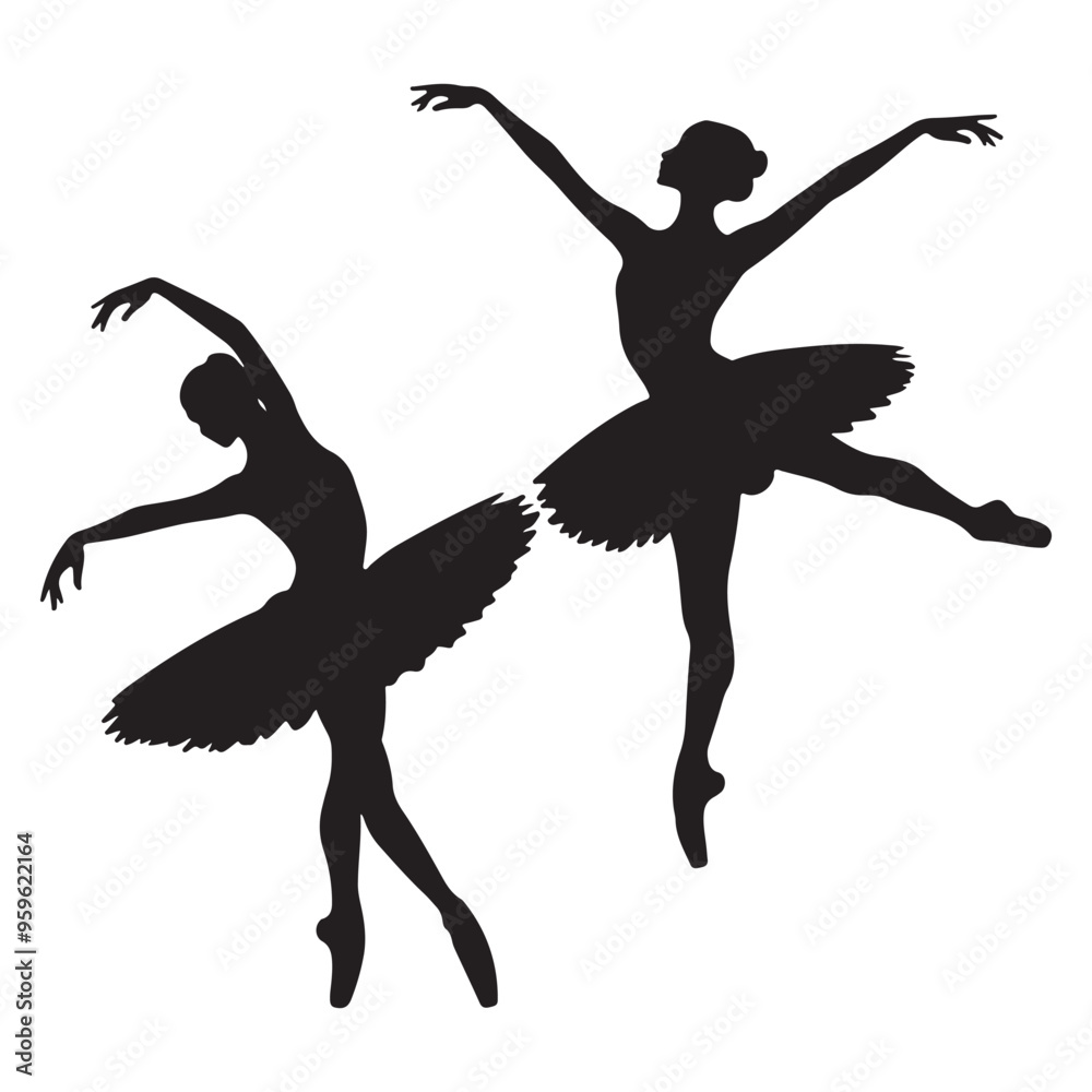 Ballerina silhouette Dancer isolated on white background. Vector female ballet dancer Ballerina silhouette Dancer isolated on white background. Vector female ballet dancer