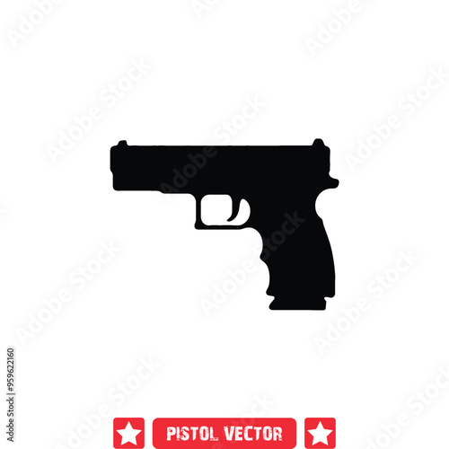 Striking Pistol Vector Silhouettes  Perfect for Logos, Posters, Apparel, and More!