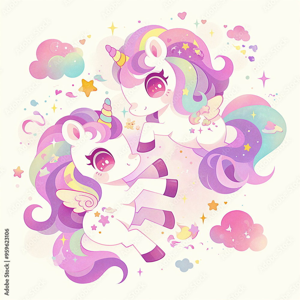 Two rainbow unicorn cartoons Two rainbow unicorn cartoons