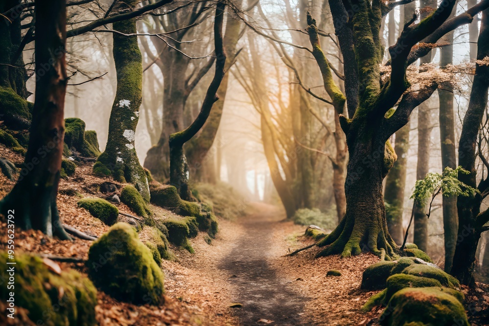 Obraz premium Eerie Path Through the Woods