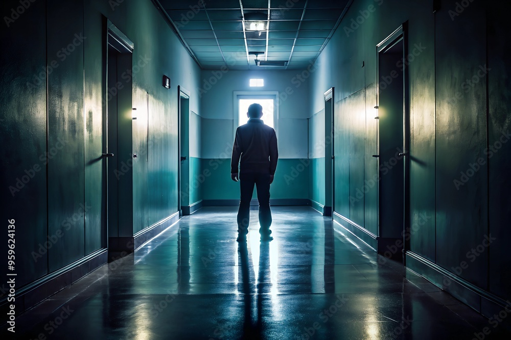 Shadowy Figure in a Dark Hallway Shadowy Figure in a Dark Hallway
