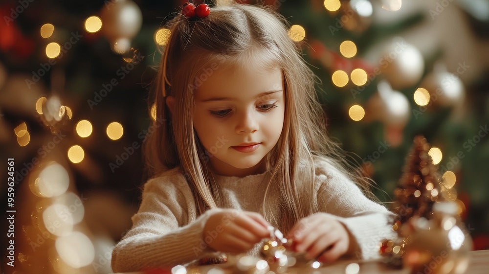Girl decorates toy. Girl decorates toy.