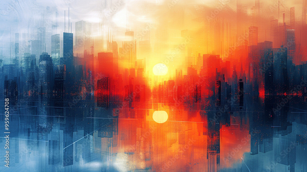 A vibrant tapestry of colors intertwines with the silhouette of a city, capturing the essence of a sunset that brings the urban landscape to life. A vibrant tapestry of colors intertwines with the silhouette of a city, capturing the essence of a sunset that brings the urban landscape to life.