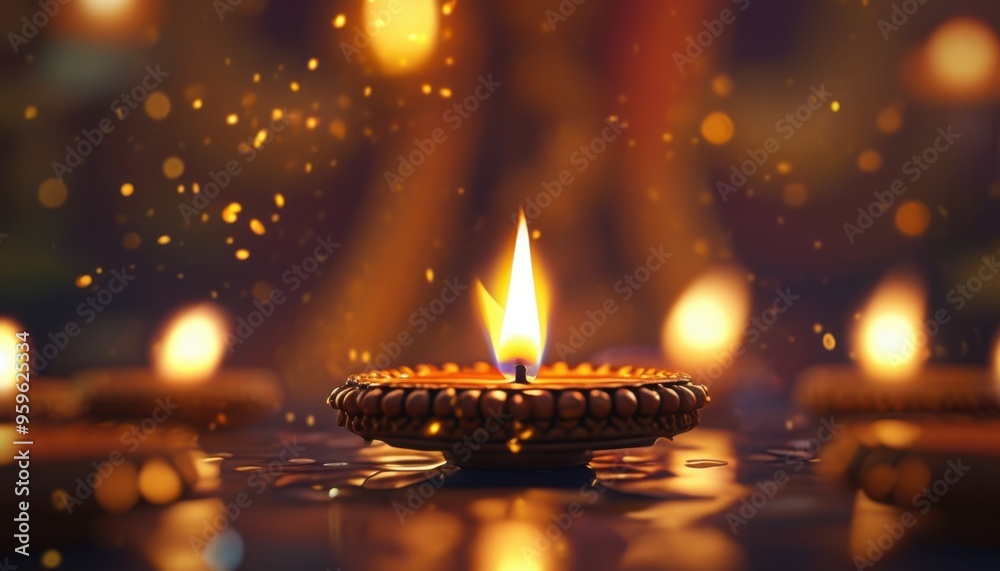 Rows of traditional Hindu oil lamps glowing with warm candlelight, creating a serene and spiritual atmosphere. Rows of traditional Hindu oil lamps glowing with warm candlelight, creating a serene and spiritual atmosphere.