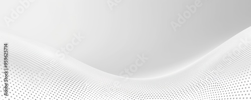 White and white vector halftone background with dots in wave shape, simple minimalistic design for web banner template presentation background. with copy space