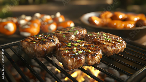Grilled steaks on a barbecu...