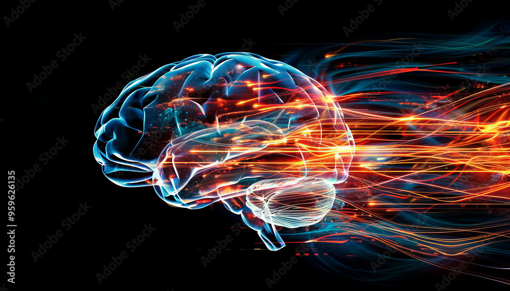 Abstract Brain with Light Streaks Abstract Brain with Light Streaks