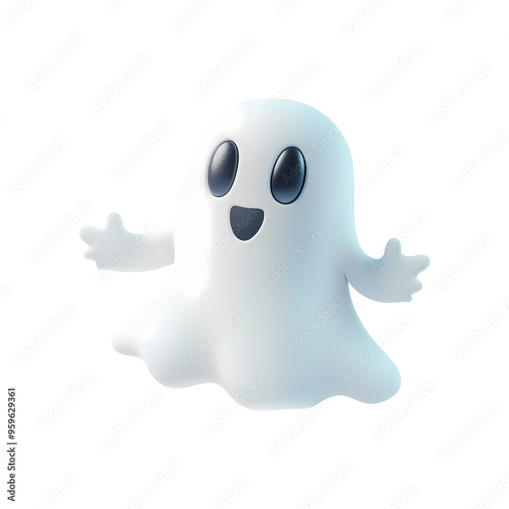 Fototapeta premium 3d cute ghost icon. Realistic 3d high quality isolated render