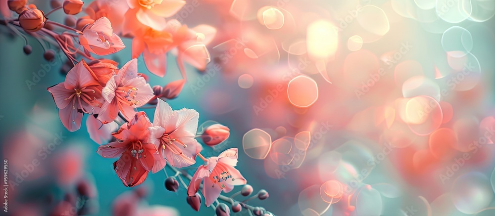 Blurred flowers. Copy space image. Place for adding text and design