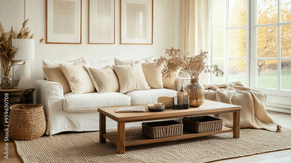 A cozy living room with a comfortable sofa and a coffee table, designed with a stylish touch. A cozy living room with a comfortable sofa and a coffee table, designed with a stylish touch.