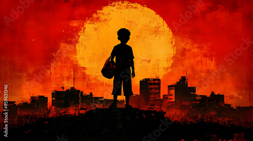 Silhouette of a boy against...
