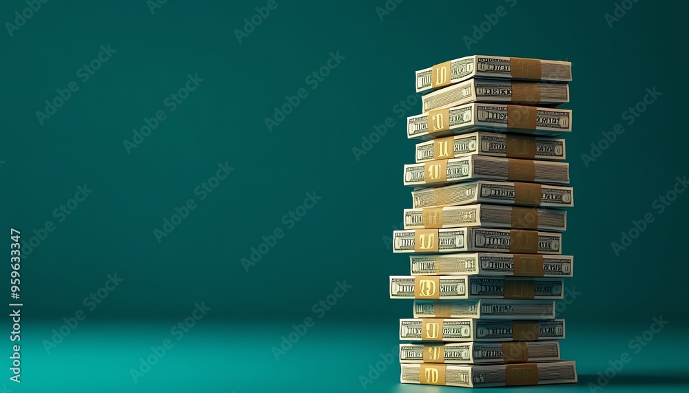Pay day banner, stack of dollar bills with payday text, financial celebration, 3D illustration Pay day banner, stack of dollar bills with payday text, financial celebration, 3D illustration