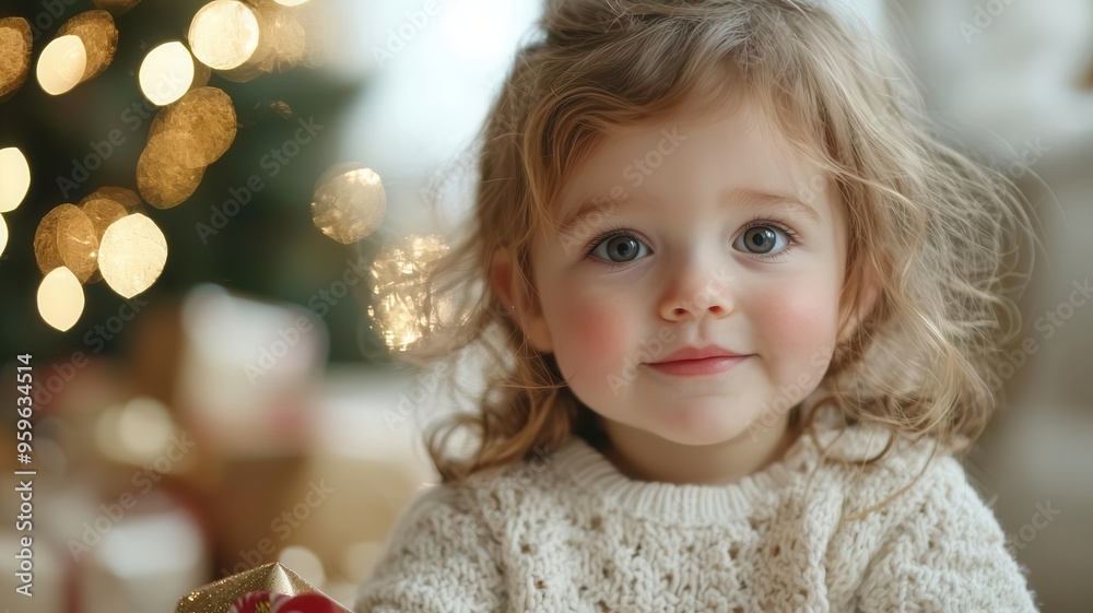 A child s face lighting up as they see their gifts on Christmas morning A child s face lighting up as they see their gifts on Christmas morning