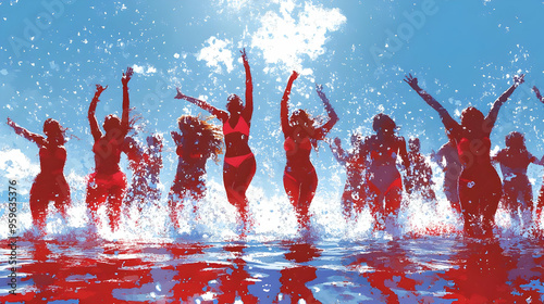 Silhouettes of people enjoy...