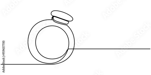 Diamond Ring Continuous Line Illustration, Wedding Ring continuous line drawing with color shapes, Wedding Ring, Diamond Ring Continuous Line Icon, Wedding rings in cartoon, doodle style.