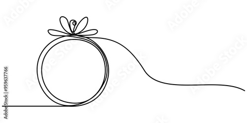 Diamond Ring Continuous Line Illustration, Wedding Ring continuous line drawing with color shapes, Wedding Ring, Diamond Ring Continuous Line Icon, Wedding rings in cartoon, doodle style.