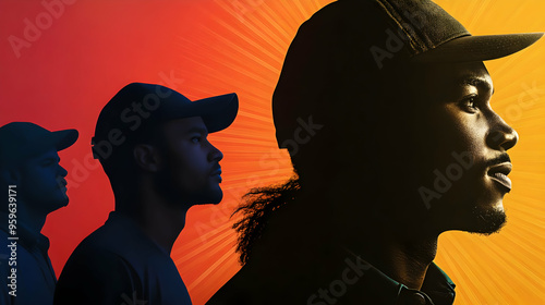 Three profiles of men again...