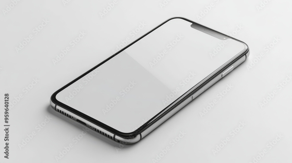 A modern smartphone with a blank screen on a white background, ready for adding custom app designs or content. A modern smartphone with a blank screen on a white background, ready for adding custom app designs or content.