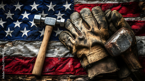 Tools and gloves resting on...