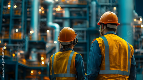 Two workers observing an in...