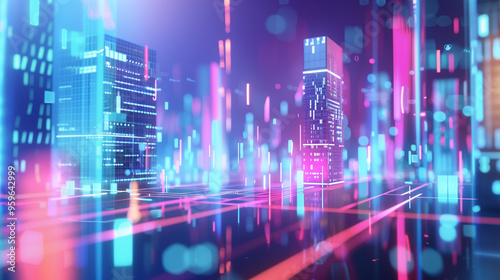 Innovative Digital Transformation Art, Abstract Data Flow Integration, Physical-Digital Fusion Emphasis on Innovation