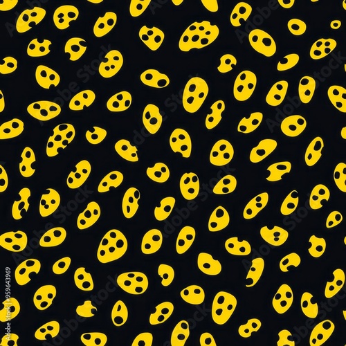 seamless pattern of yellow cheetah spots on a black background