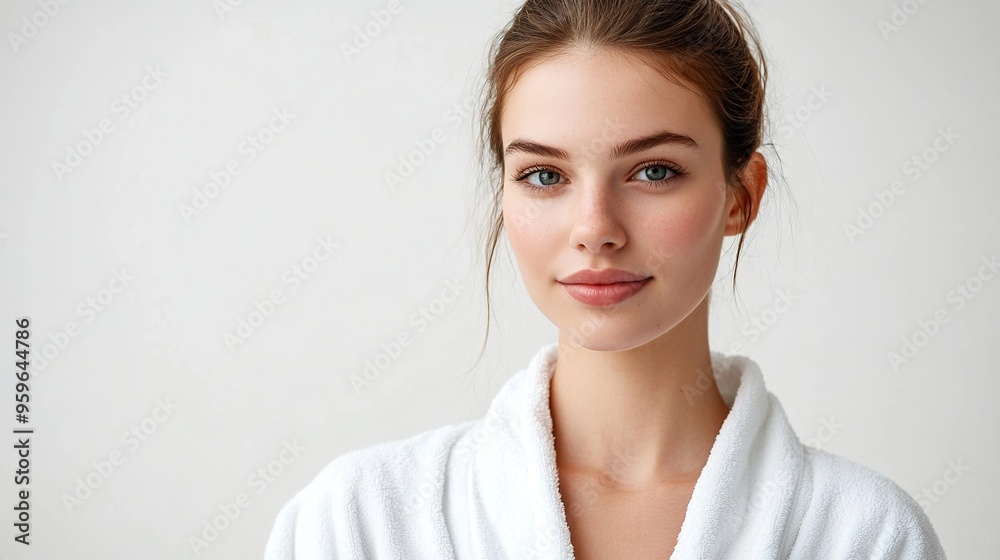 beautiful lady wearing white bathrobe beautiful lady wearing white bathrobe