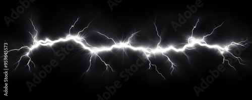 White lightning, isolated on a black background vector illustration glowing white electric flash thunder lighting blank empty pattern with copy space for product photo