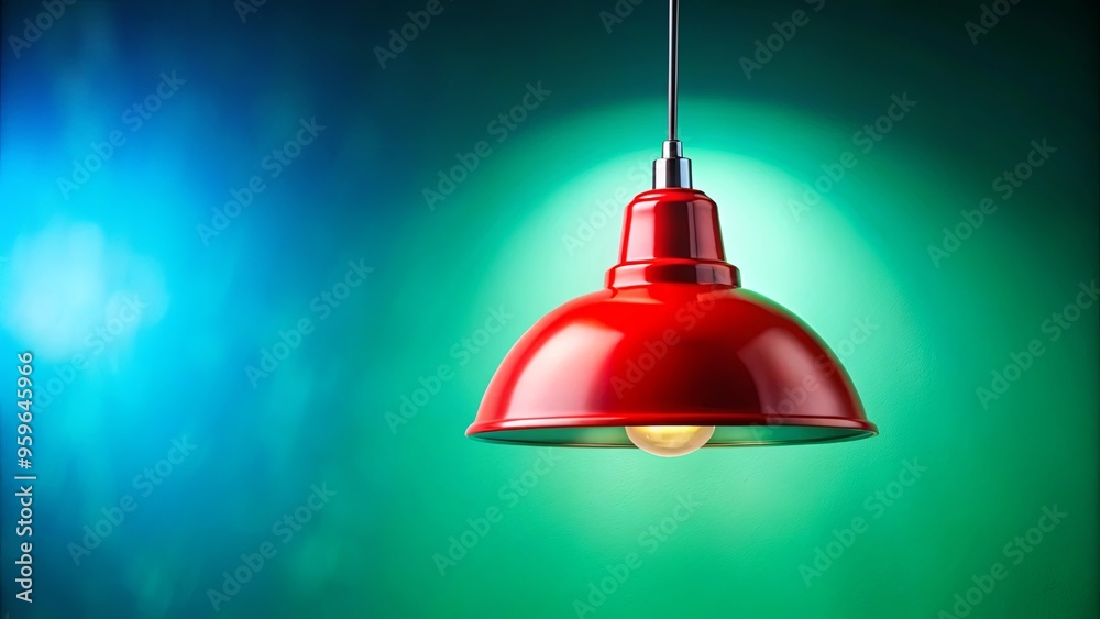 Obraz premium Vibrant red lights hanging against blue and green walls