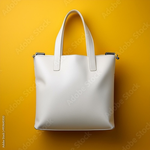 Yellow shopping bag,White bag on a yellow background, bag, shopping, handbag, fashion, object, leather, purse, gift, handle, accessory, buy, retail, style, sale, isolated, fabric, private label,small 