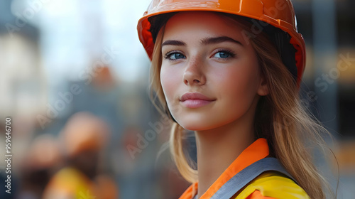 Young woman in safety gear ...