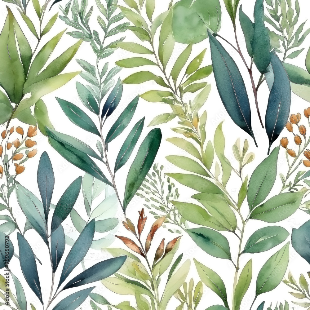 seamless Watercolor Pattern using botanical elements. seamless Watercolor Pattern using botanical elements.