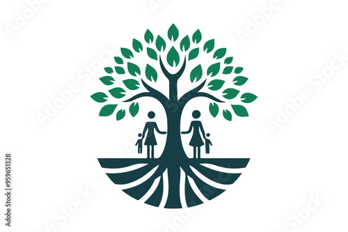 Family Tree icon silhouette vector with white background photo