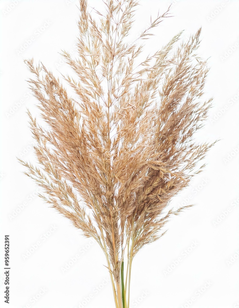 Fototapeta premium Detailed View of Dry Grass and Seeds: Isolated on White for Clean Presentation