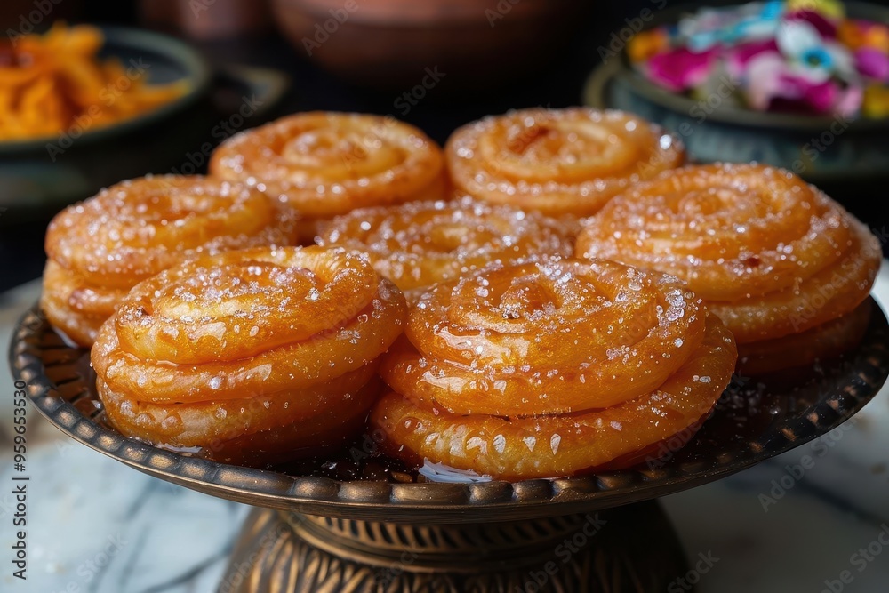 Pakistan: Jalebi Deep-fried spirals soaked in sugar syrup, served hot. Pakistan: Jalebi Deep-fried spirals soaked in sugar syrup, served hot.