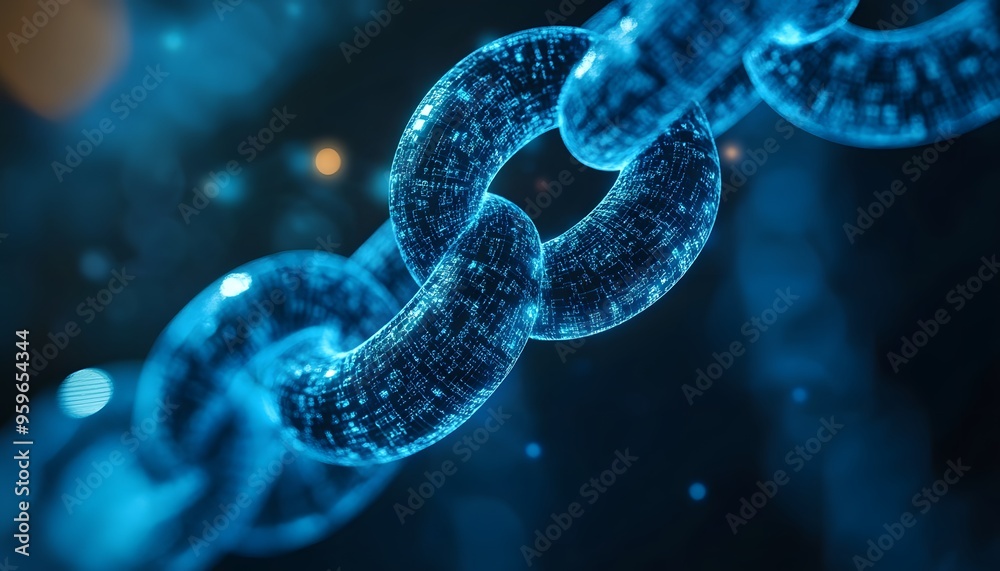Obraz premium A Glowing Blue Chain of Digital Code