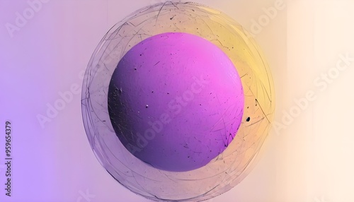 Grainy banner abstract gradient sphere circle purple pink yellow light geometric shape noise texture poster design