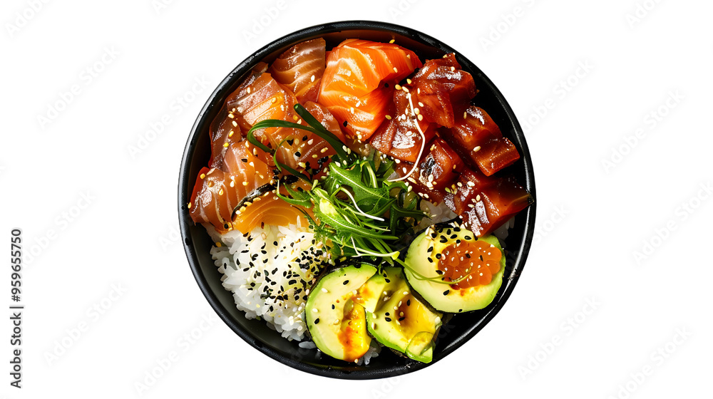 Fresh and Colorful Jackfruit Sushi Bowl with Overhead View for Healthy Eating Concept, transparent background Fresh and Colorful Jackfruit Sushi Bowl with Overhead View for Healthy Eating Concept, transparent background