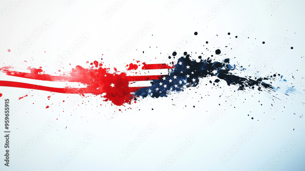 Simple Watercolor American Flag Concept Simple Watercolor American Flag Concept