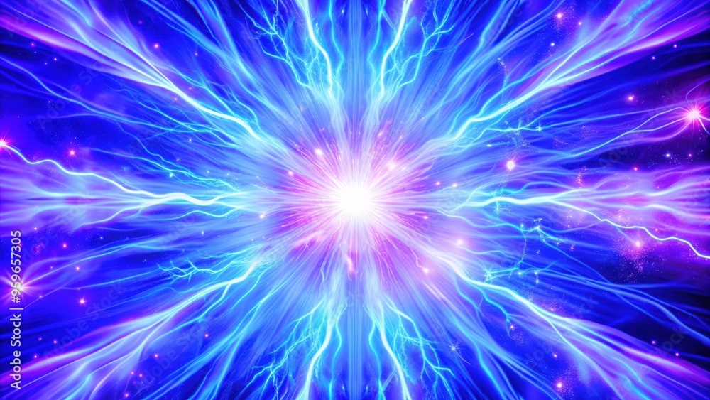 Fototapeta premium Cosmic Energy Burst with Blue and Pink Lightning